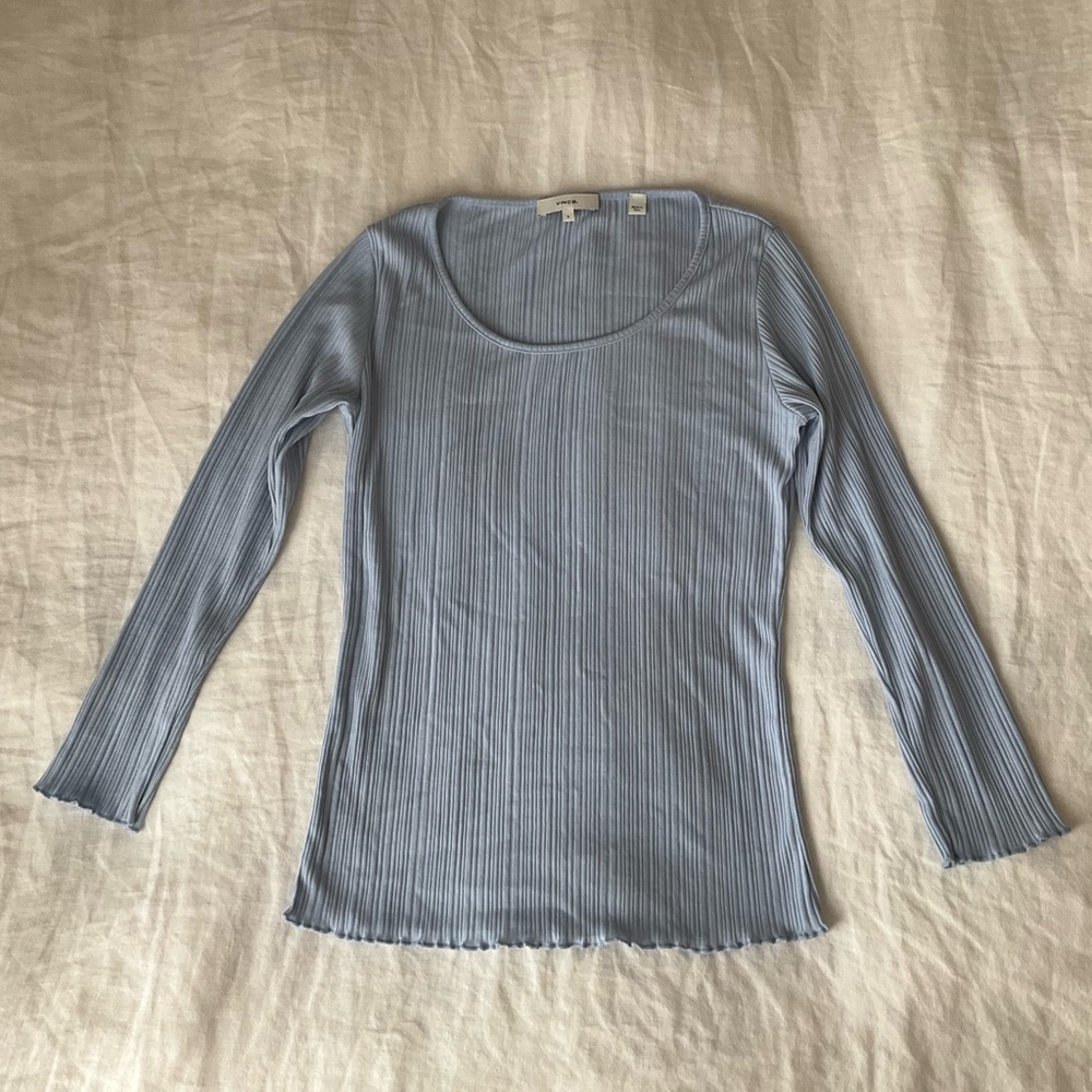 Vince long sleeve scoop-neck top, blue, small